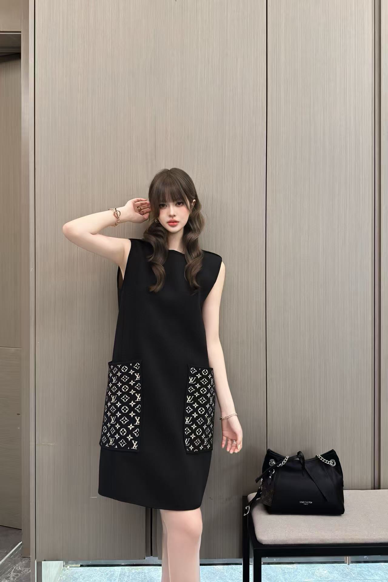 LV ツーポケット ノースリーブ ドレス【50％割引+送料無料】