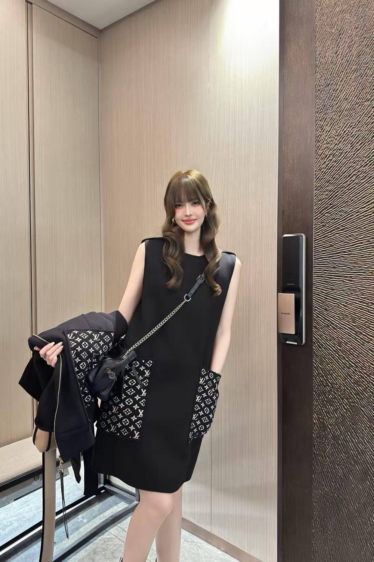 LV ツーポケット ノースリーブ ドレス【50％割引+送料無料】