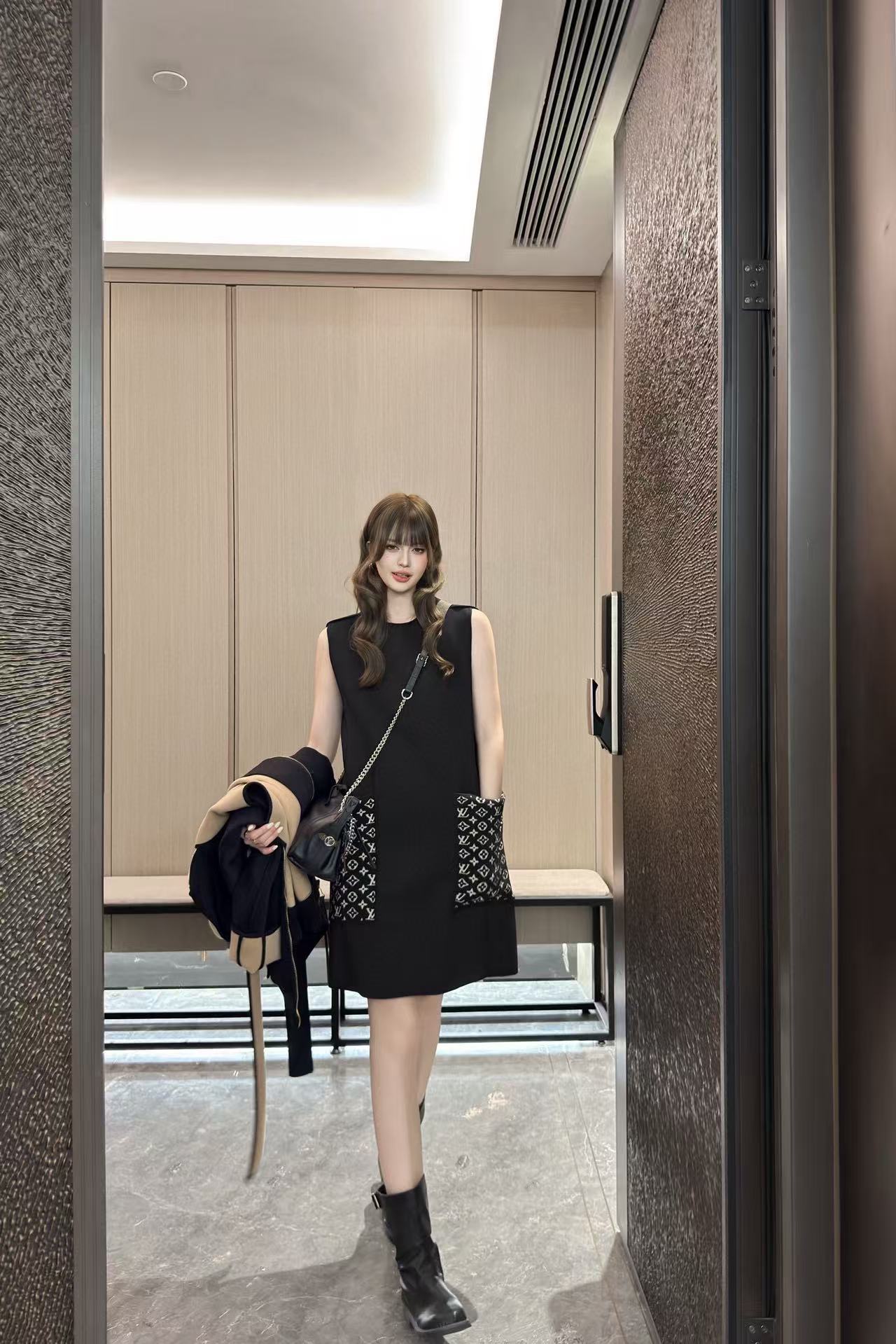 LV ツーポケット ノースリーブ ドレス【50％割引+送料無料】