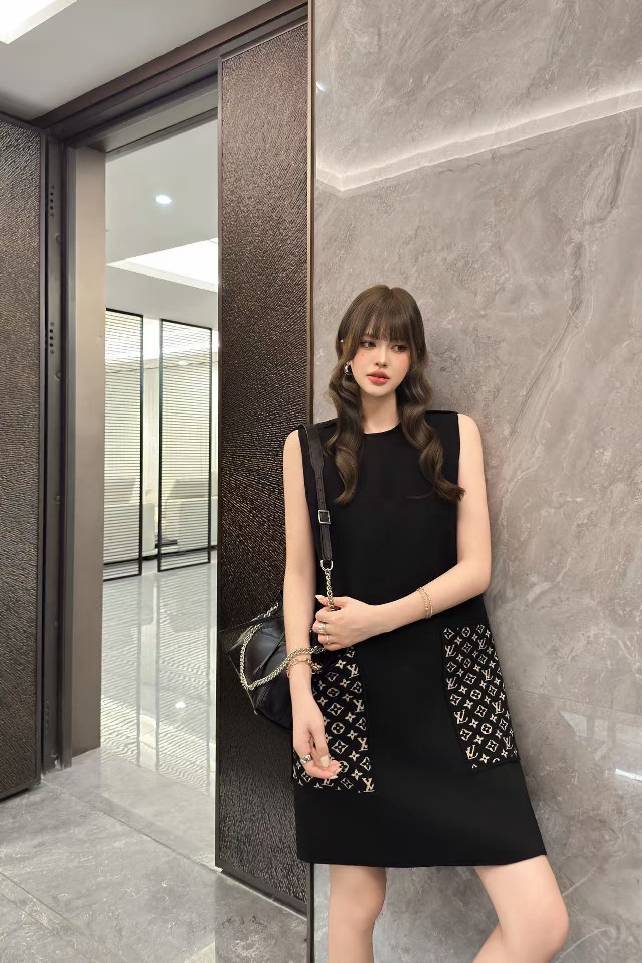 LV ツーポケット ノースリーブ ドレス【50％割引+送料無料】