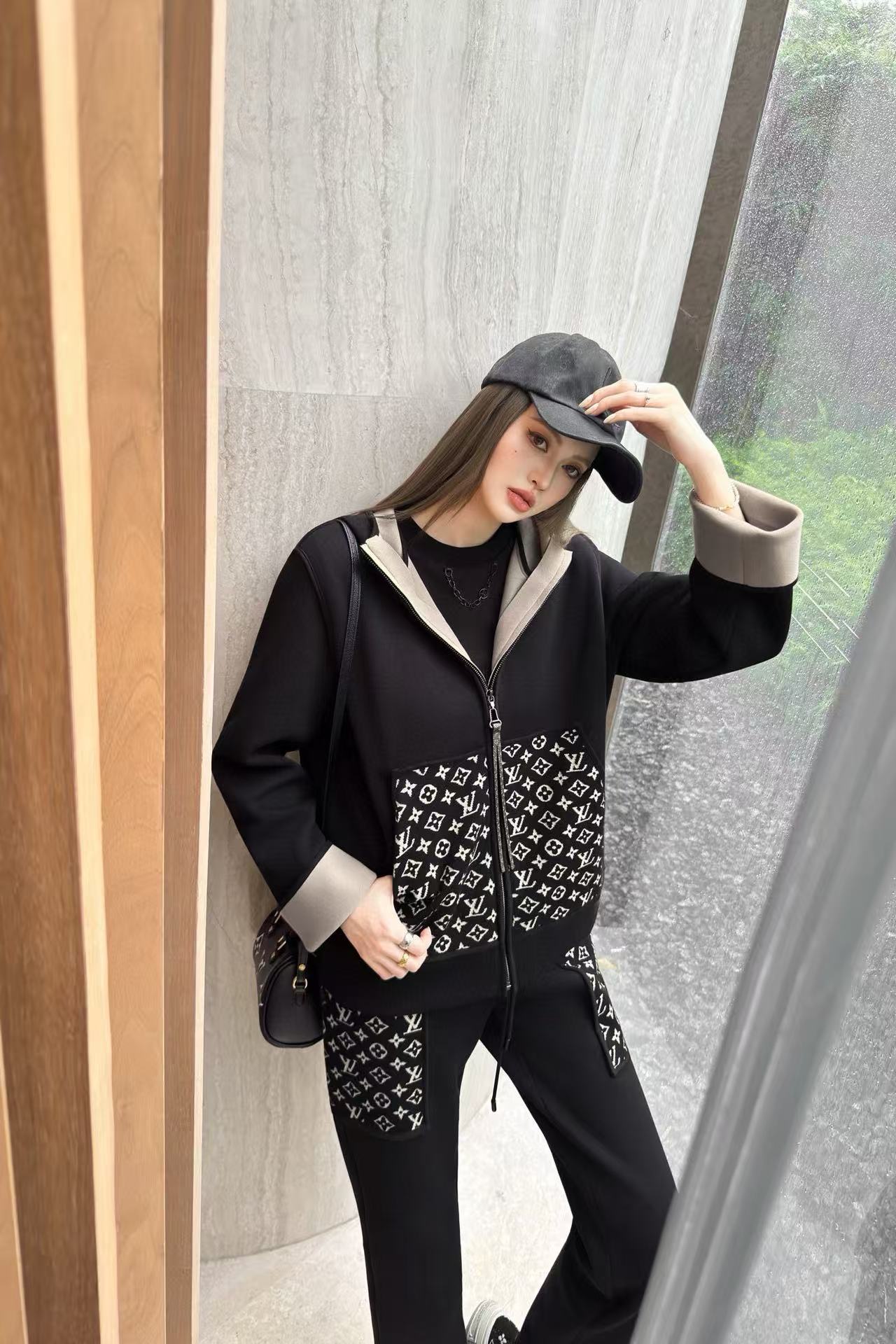 LVフード付きジャケット+パンツのツーピースセット【50％割引+送料無料】