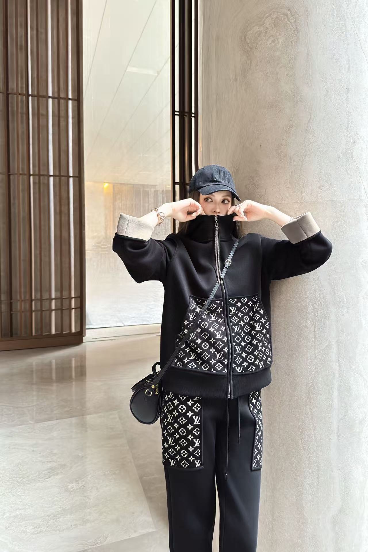 LVフード付きジャケット+パンツのツーピースセット【50％割引+送料無料】