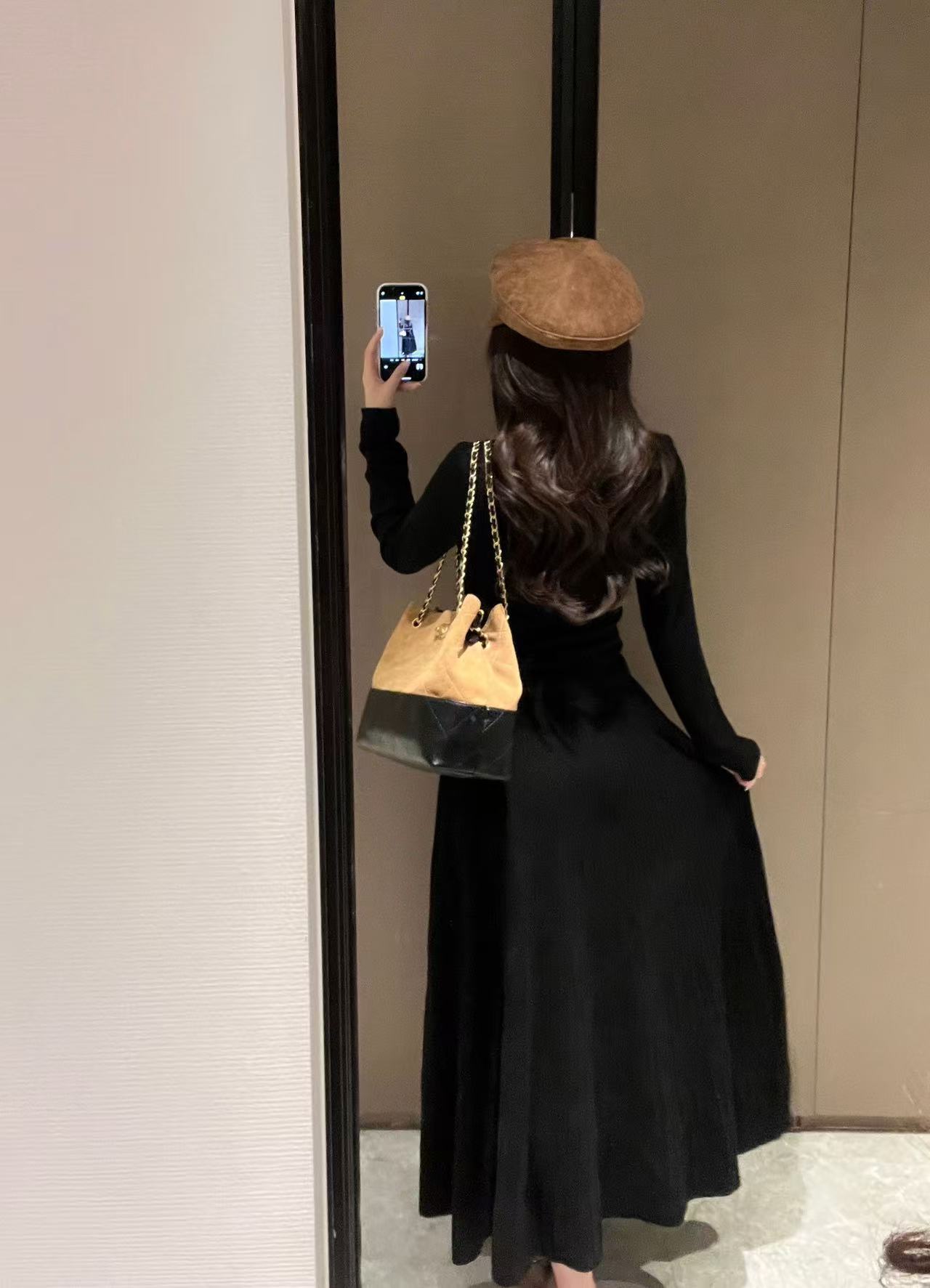 CHANE1 ダブルCセーター+スカート ツーピースセット【50％割引+送料無料】