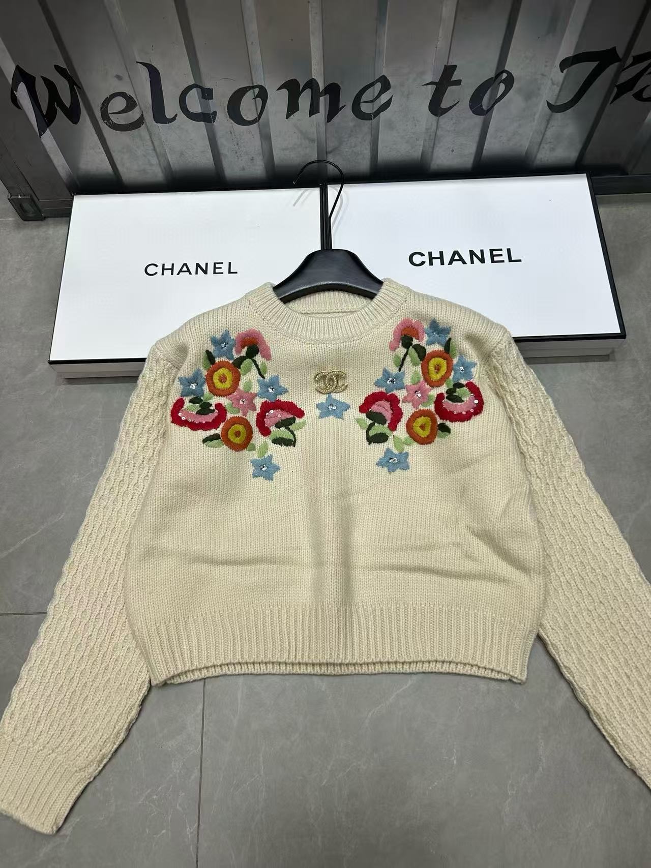 CHANE1 刺繍フラワーセーター【50％割引+送料無料】