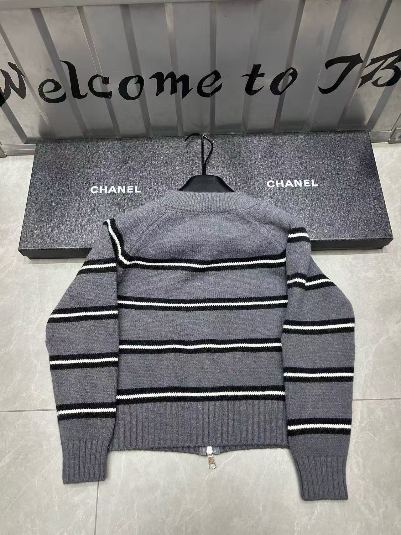 CHANE1 ダブルCジッパーウールカーディガン【50％割引+送料無料】