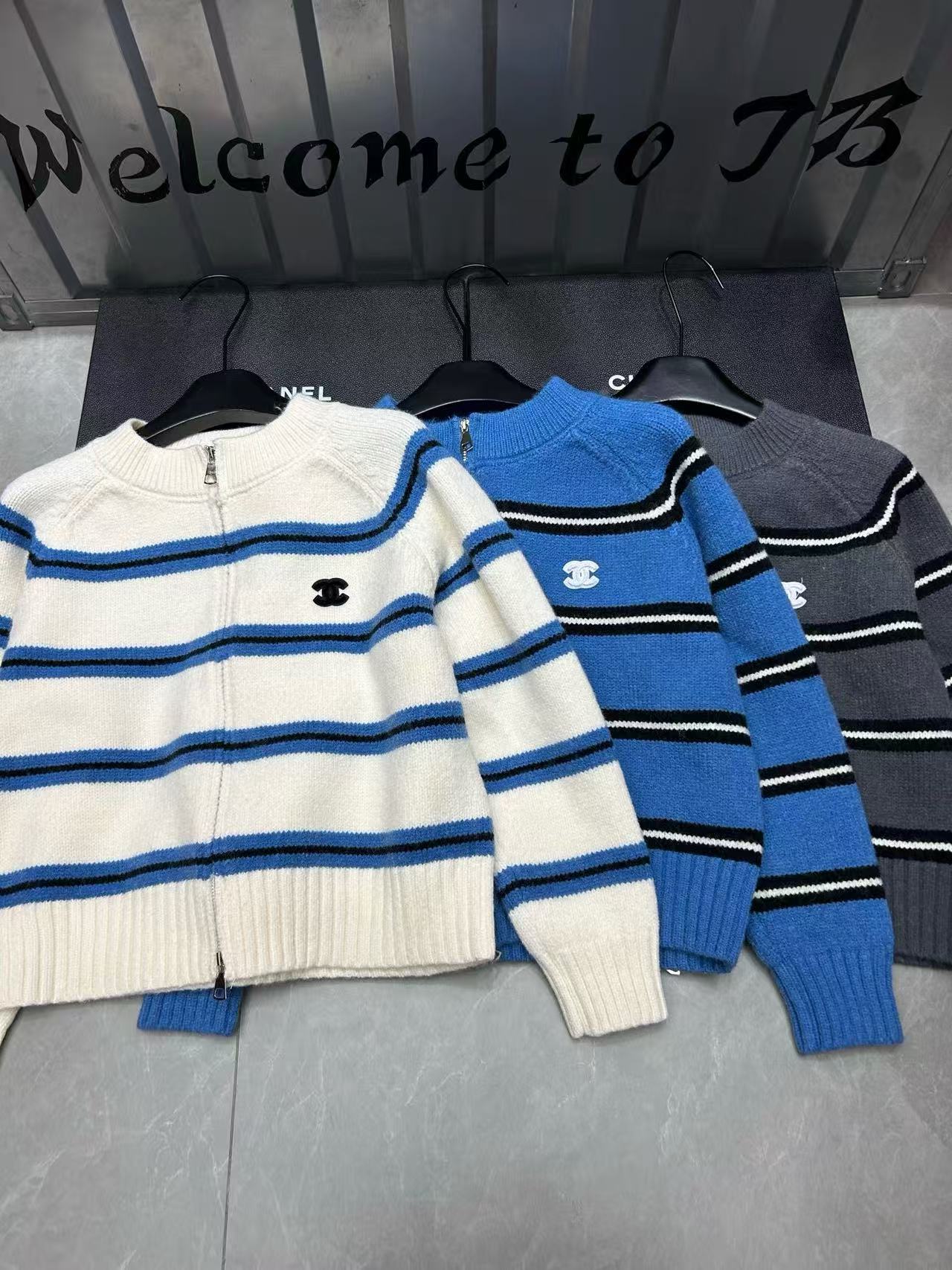 CHANE1 ダブルCジッパーウールカーディガン【50％割引+送料無料】