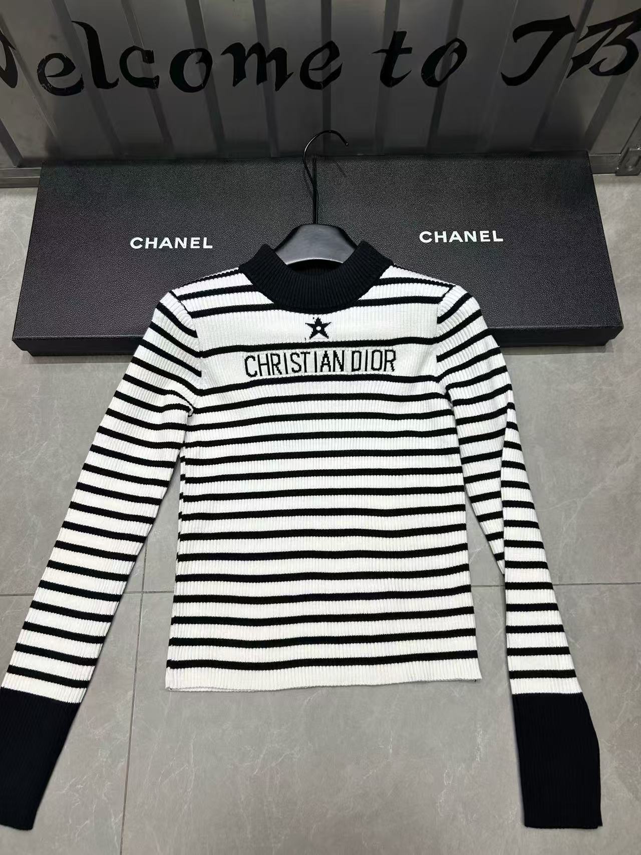 DI0R レターストライプセーター【50％割引+送料無料】