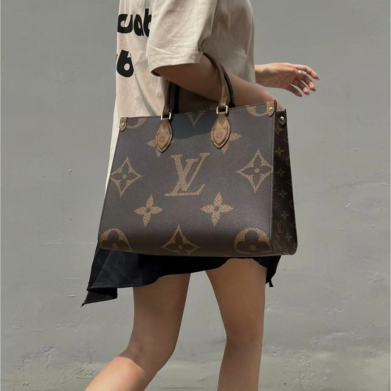 LV 両面カラーブロック ショッピングバッグ【50％割引+送料無料】