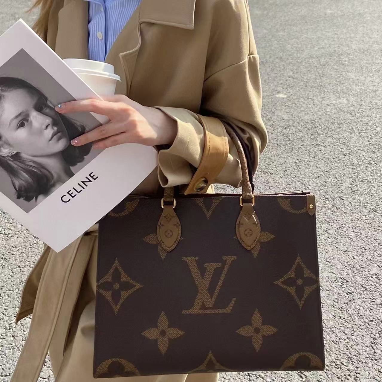 LV 両面カラーブロック ショッピングバッグ【50％割引+送料無料】