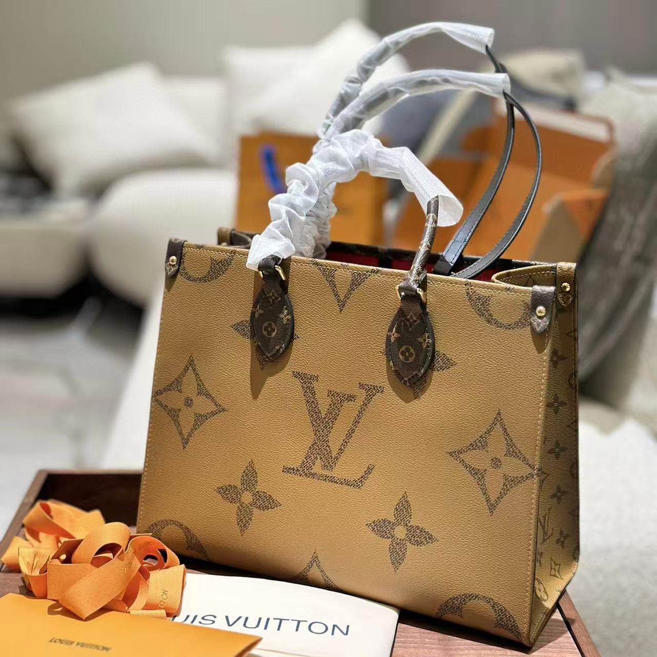 LV 両面カラーブロック ショッピングバッグ【50％割引+送料無料】