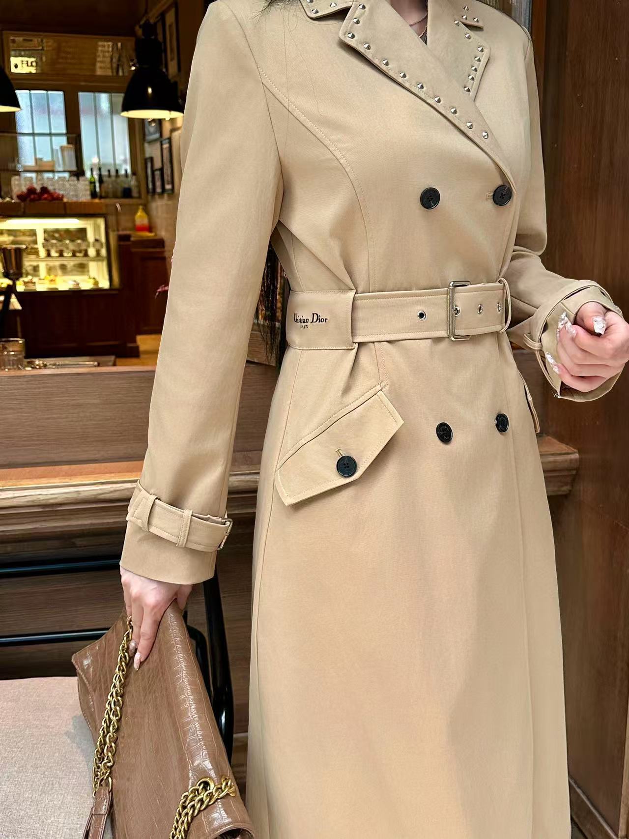 DIOR スタッズ ロングトレンチコート【50％割引+送料無料】