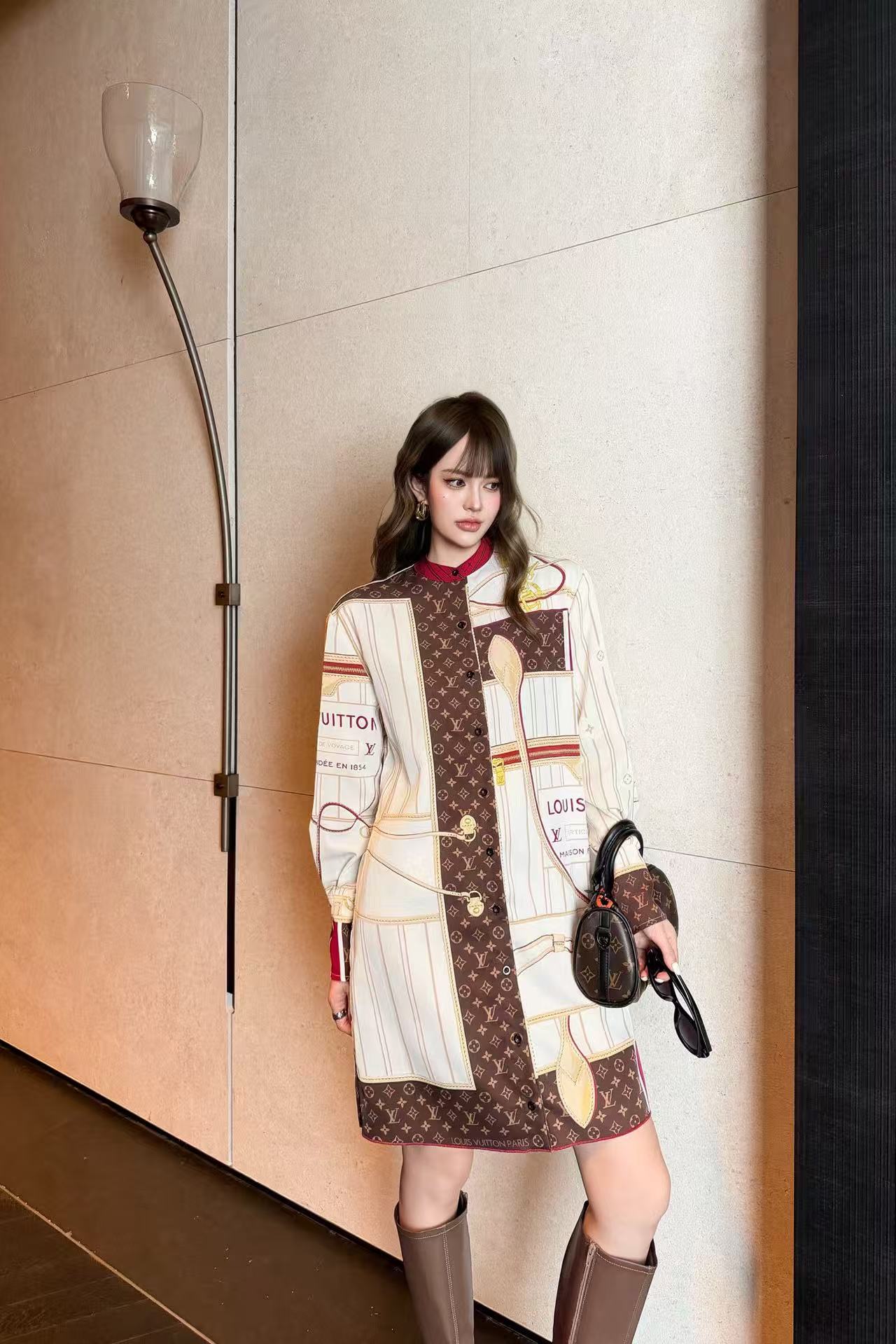 LVカラーブロックプリントドレス【50％割引+送料無料】