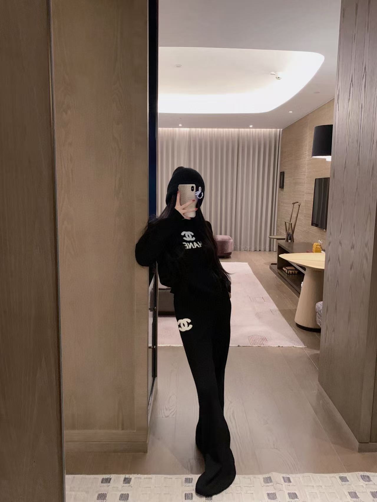 CHANE1 ダブルCレターウールカジュアルセーター+パンツ ツーピースセット【50％割引+送料無料】