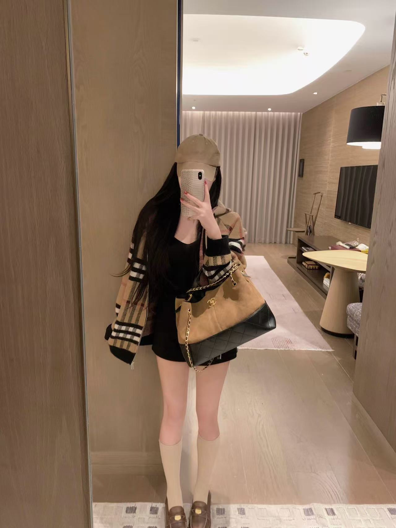 BUR8ERRY フード付きチェック柄ウールカーディガン【50％割引+送料無料】