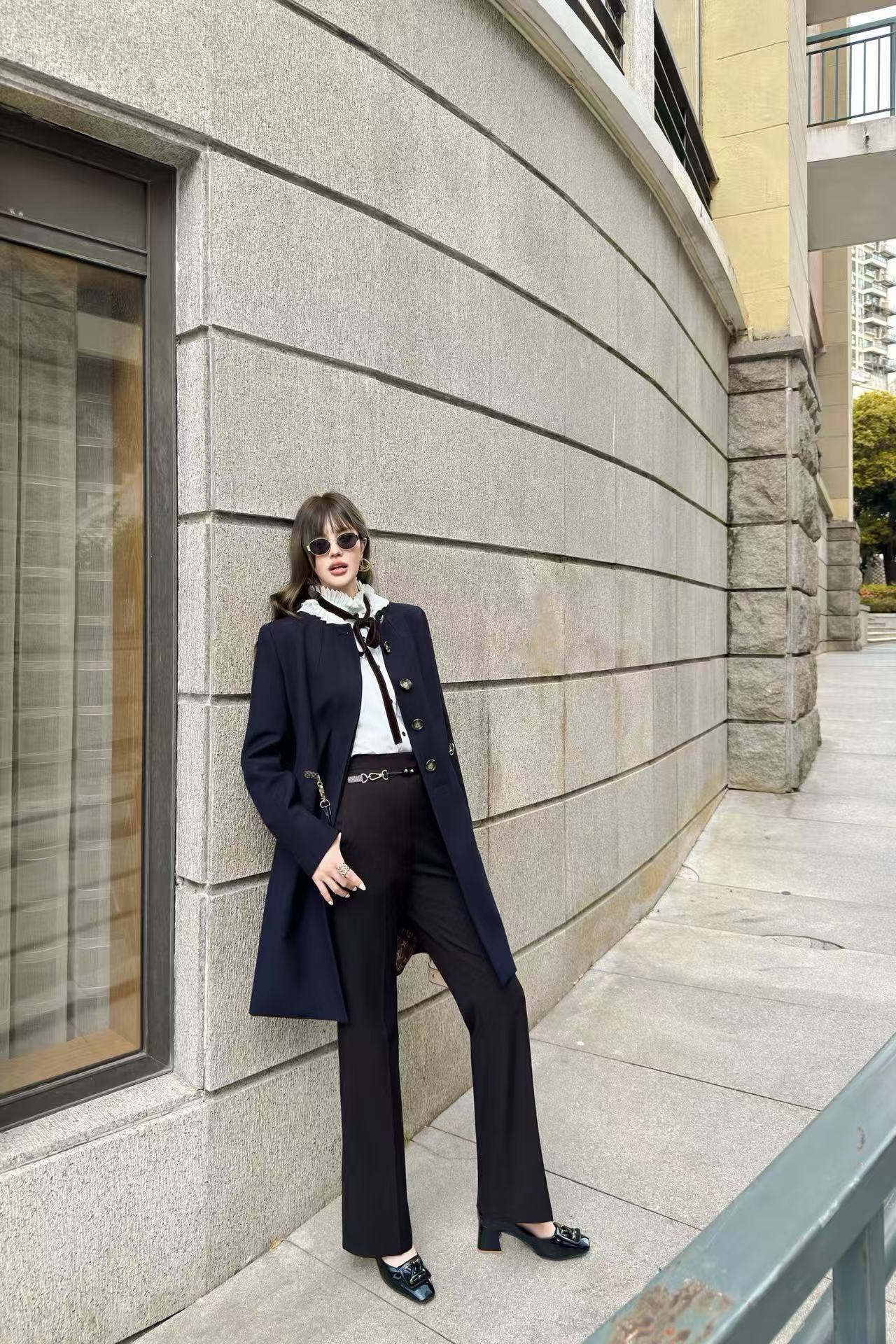 LVラウンドネックシンプルロングコート【50％割引+送料無料】