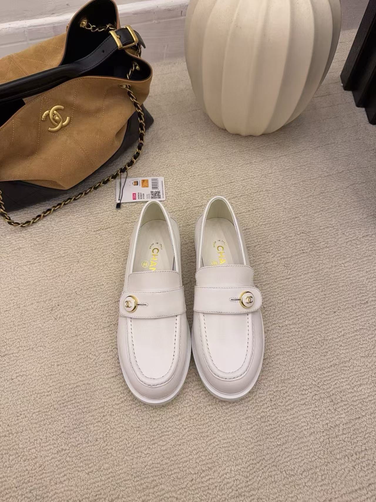 CHANE1 高品質ダブルCレザーフラットシューズ【50％割引+送料無料】