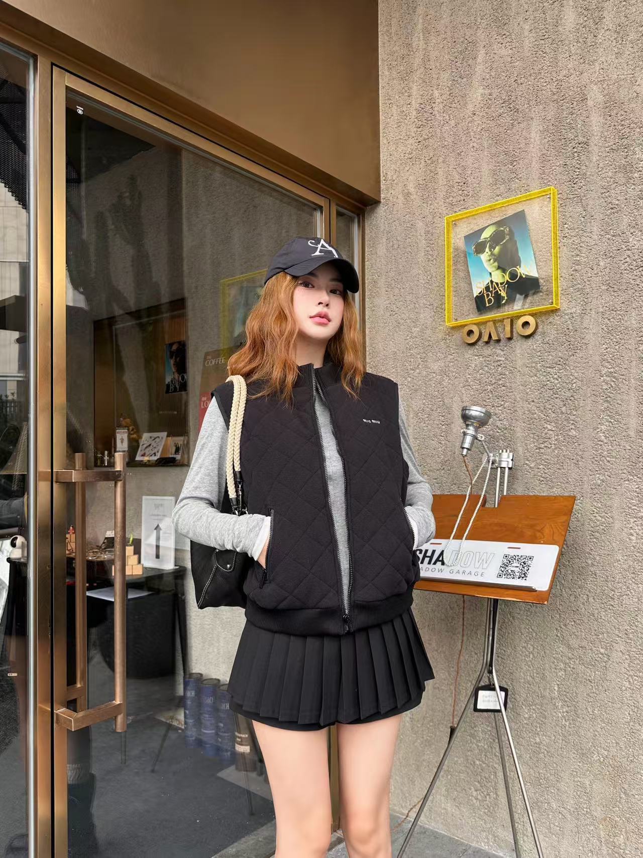 M1UM1U チェック柄ジッパーベスト【50％割引+送料無料】