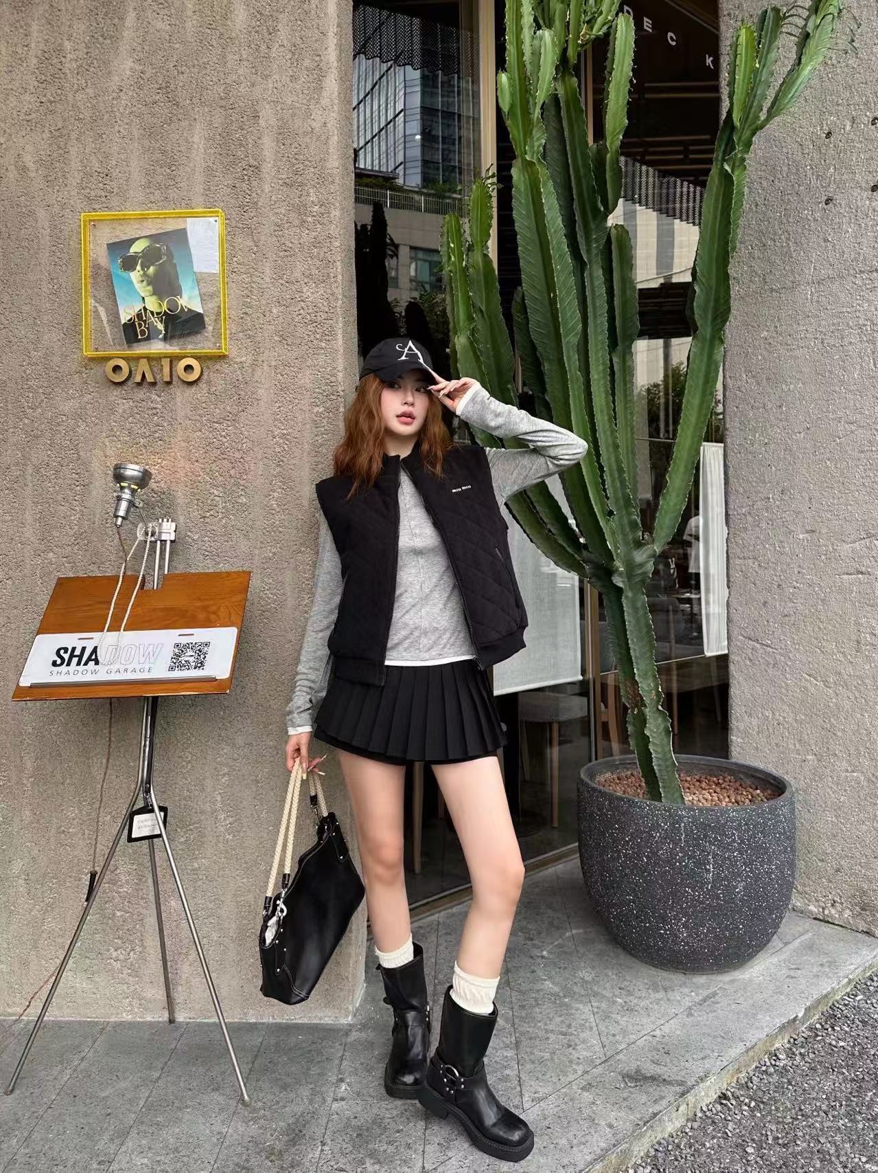 M1UM1U チェック柄ジッパーベスト【50％割引+送料無料】