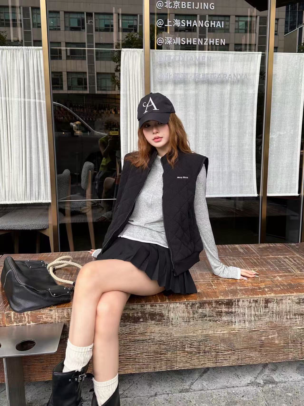 M1UM1U チェック柄ジッパーベスト【50％割引+送料無料】