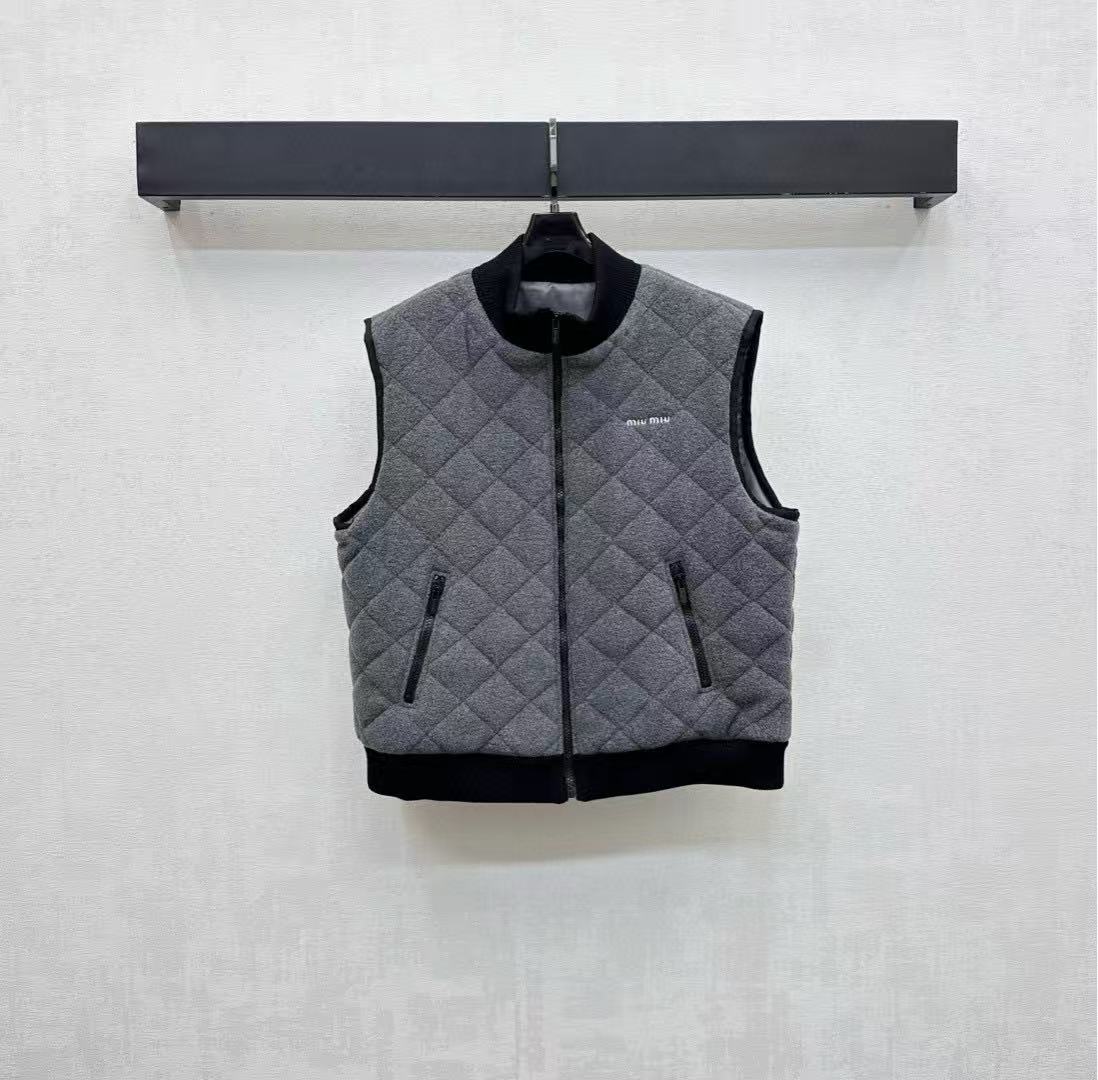 M1UM1U チェック柄ジッパーベスト【50％割引+送料無料】