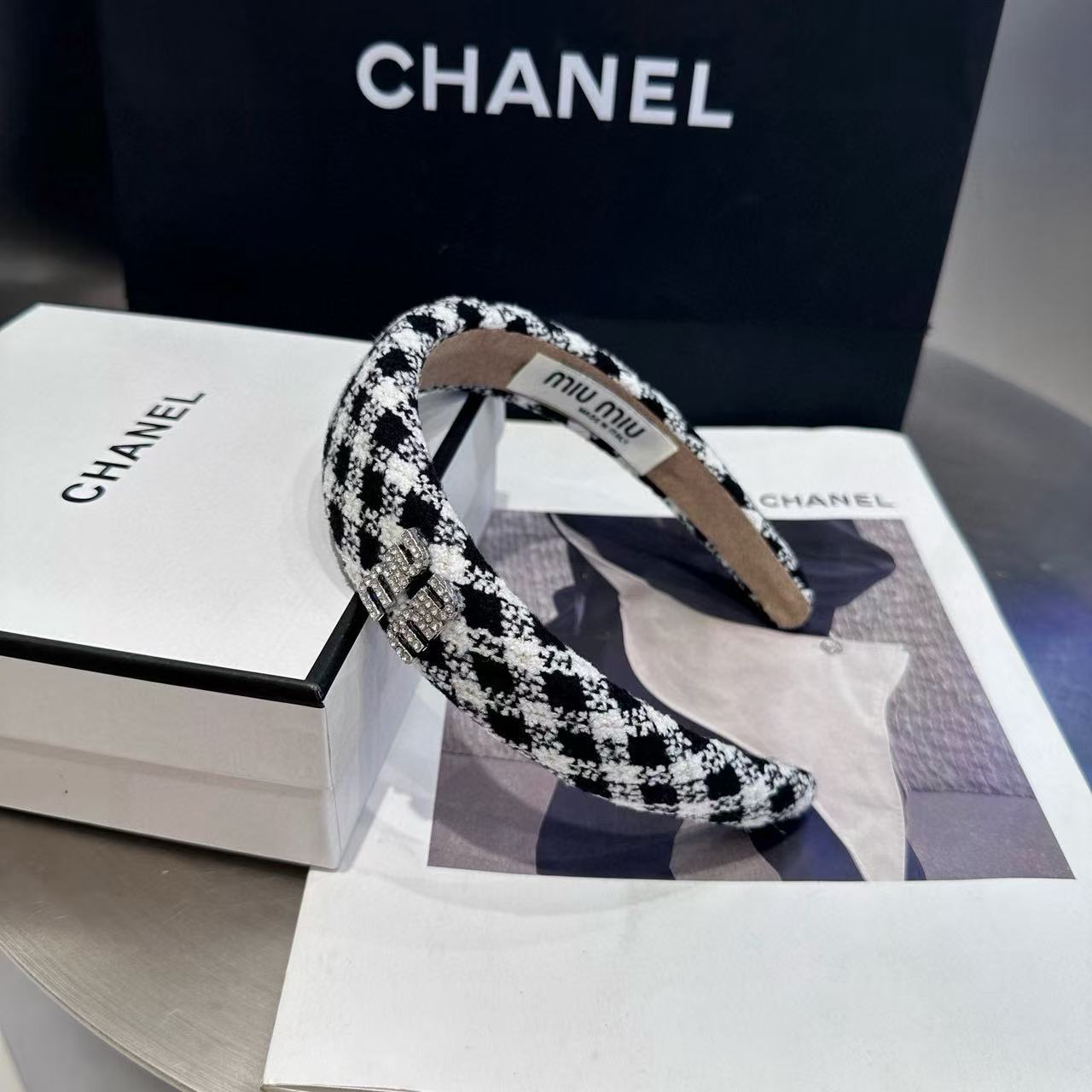 M1UM1U チェック柄ヘッドバンド【50％割引+送料無料】