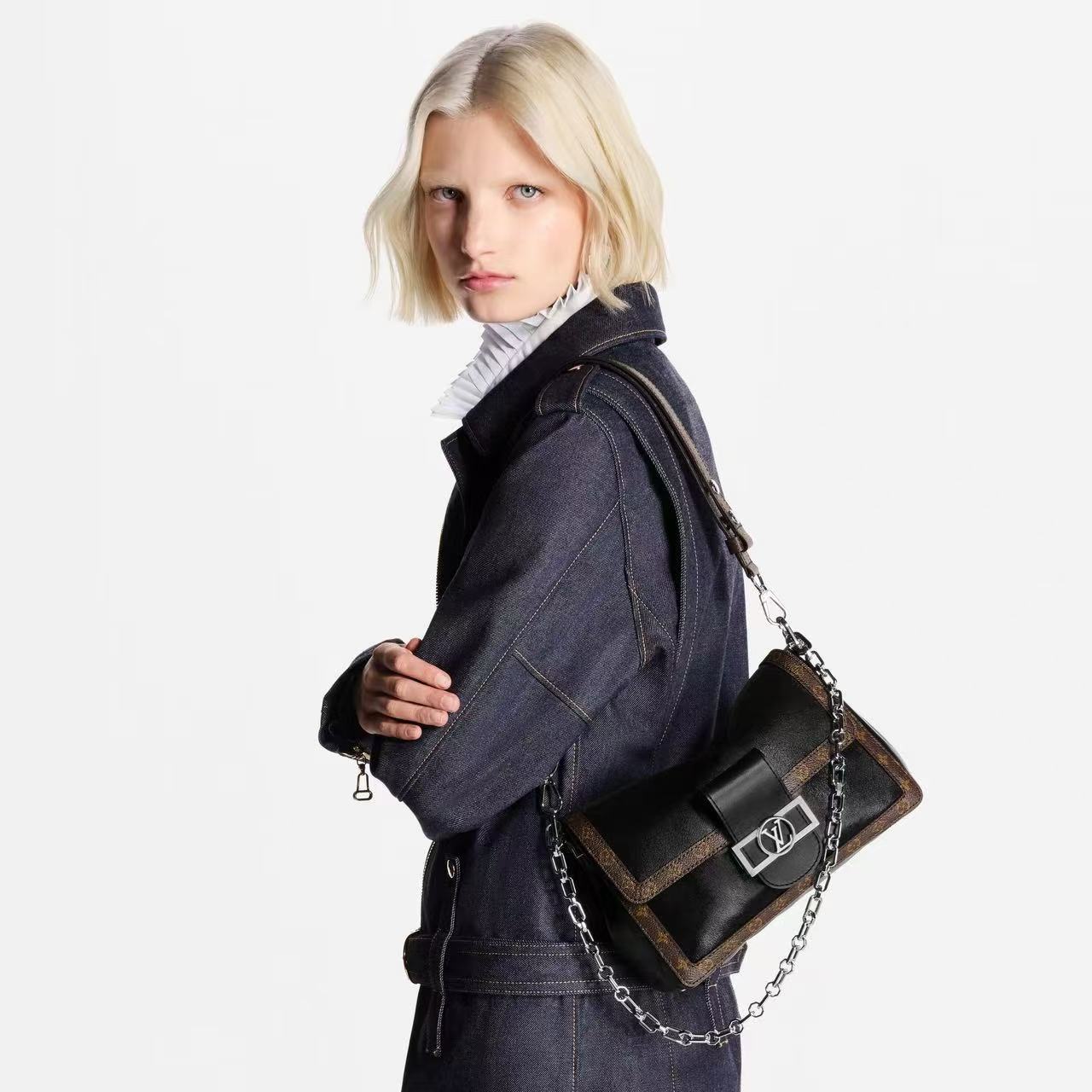 LVチェーンレザーショルダークロスボディバッグ【50％割引+送料無料】