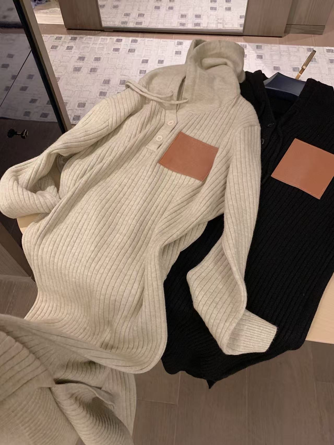 L0WEW フード付きニットルーズドレス【50％割引+送料無料】