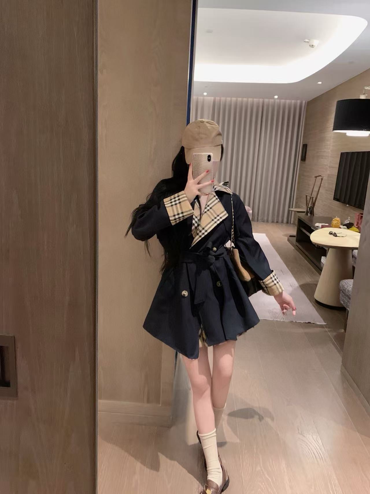 BUR8ERRY パッチワークチェックトレンチコート【50％割引+送料無料】