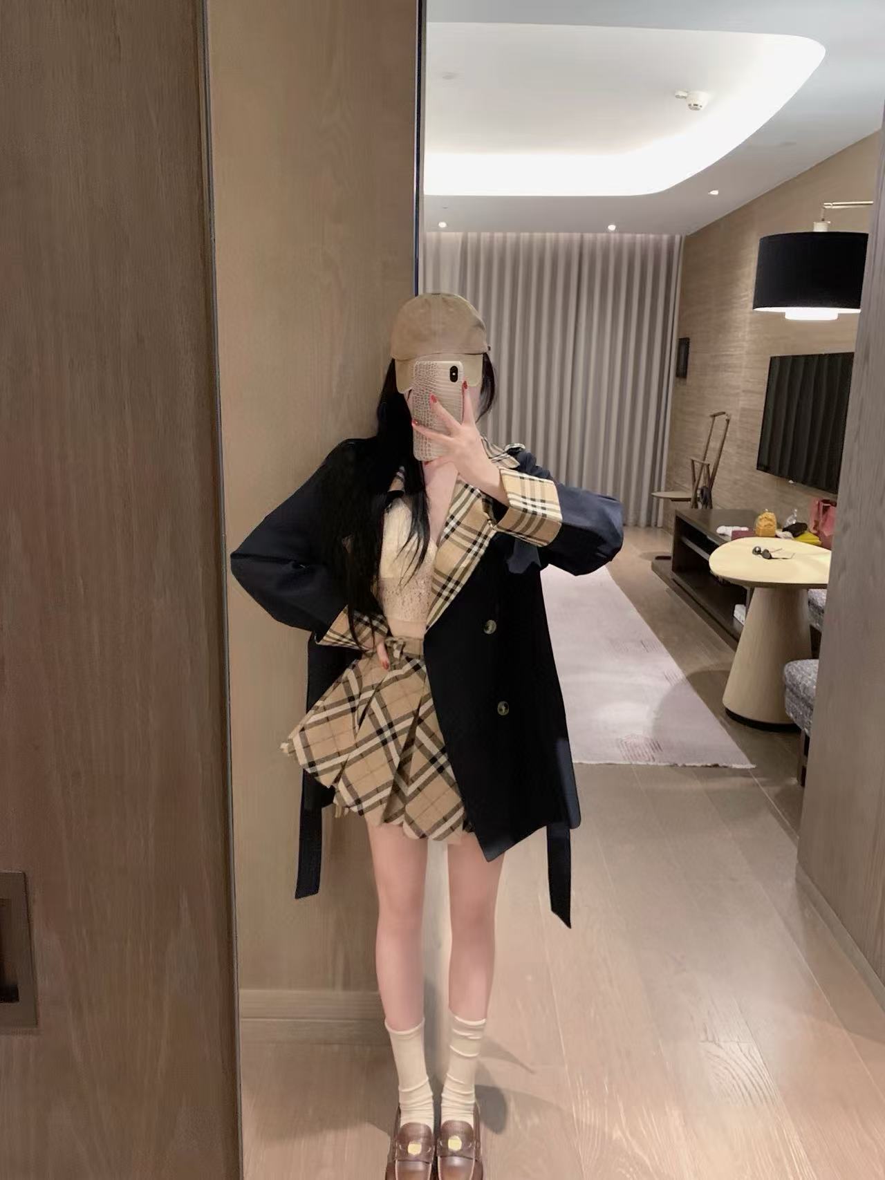 BUR8ERRY パッチワークチェックトレンチコート【50％割引+送料無料】