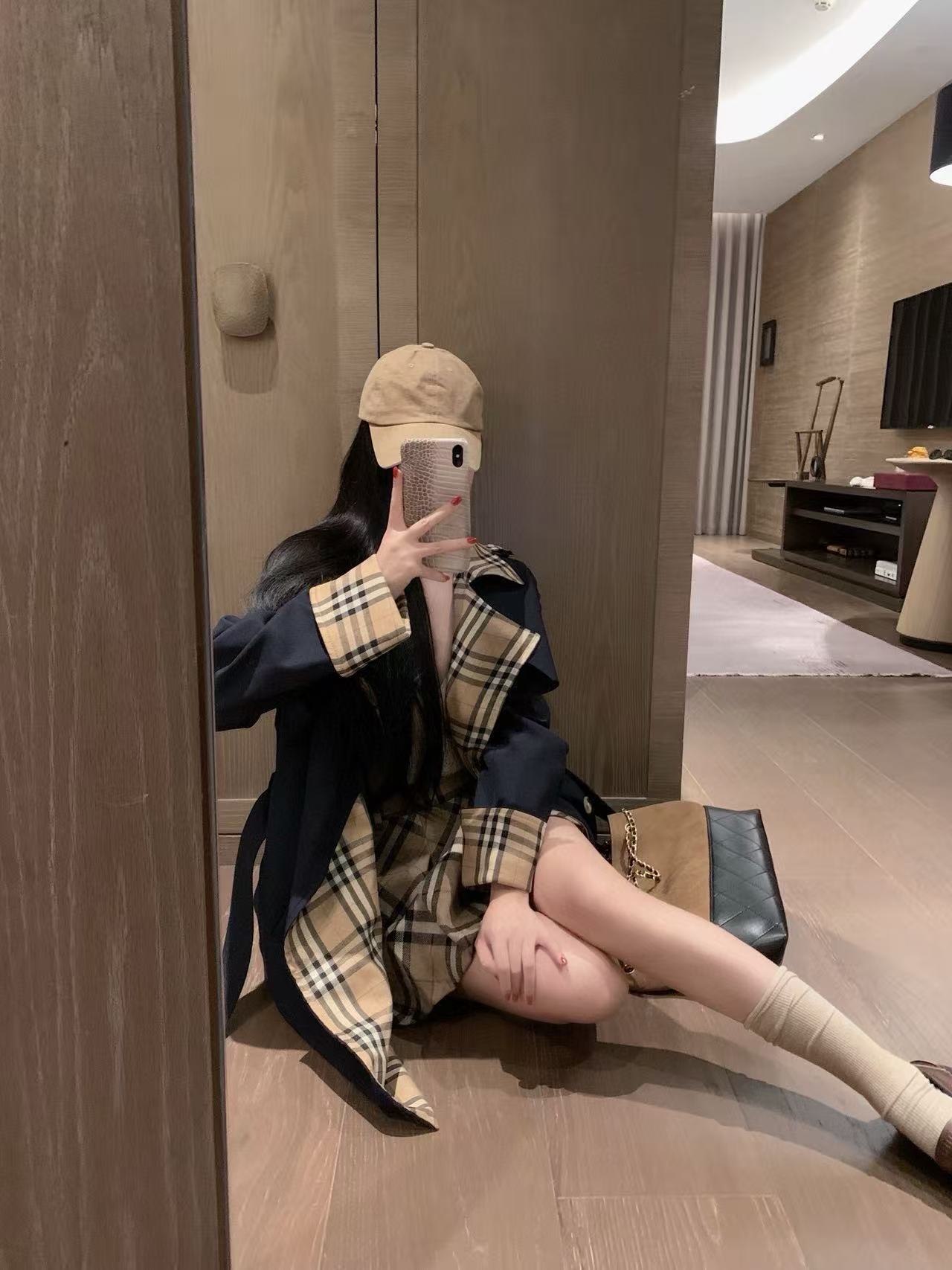 BUR8ERRY パッチワークチェックトレンチコート【50％割引+送料無料】