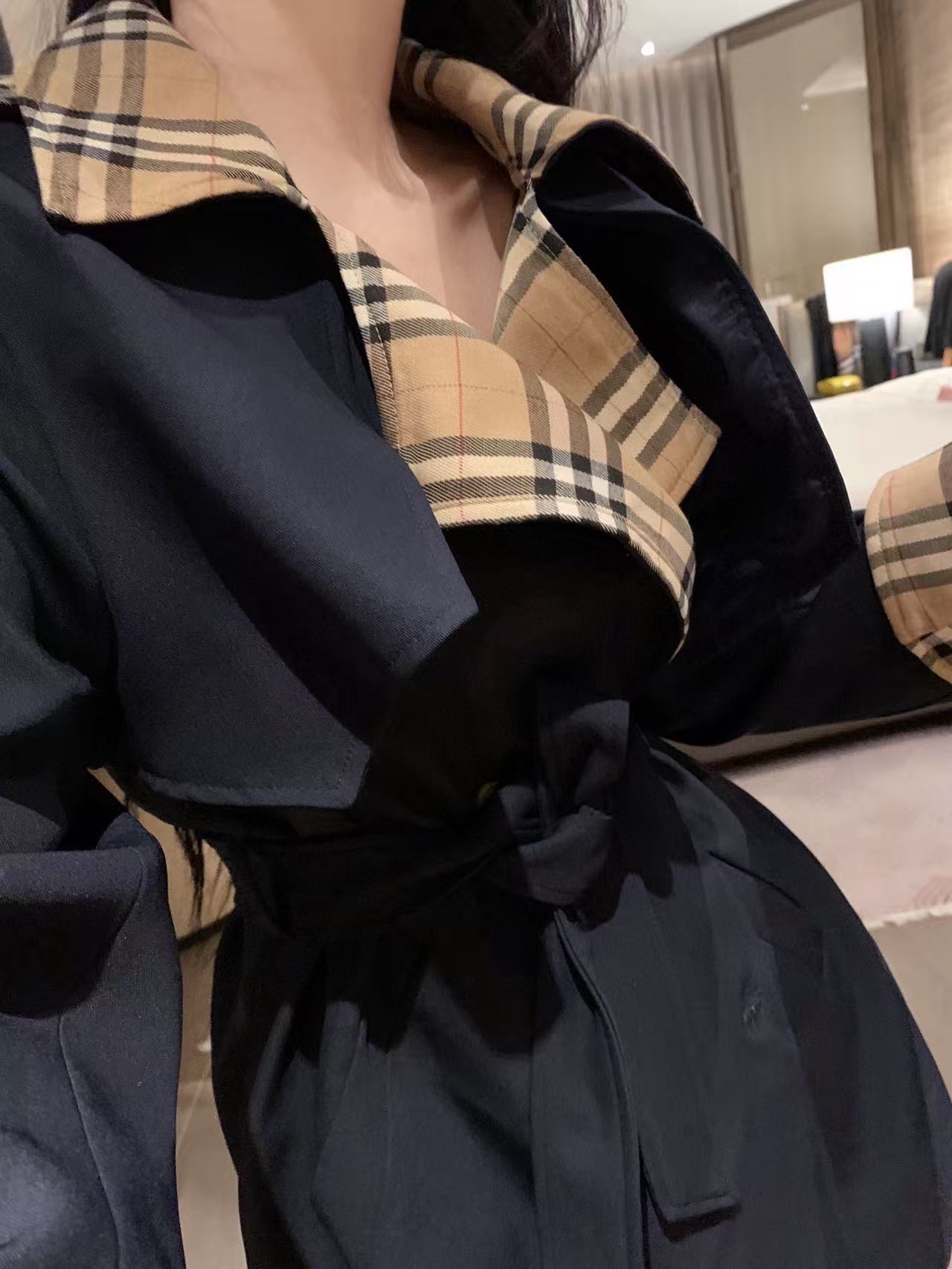 BUR8ERRY パッチワークチェックトレンチコート【50％割引+送料無料】