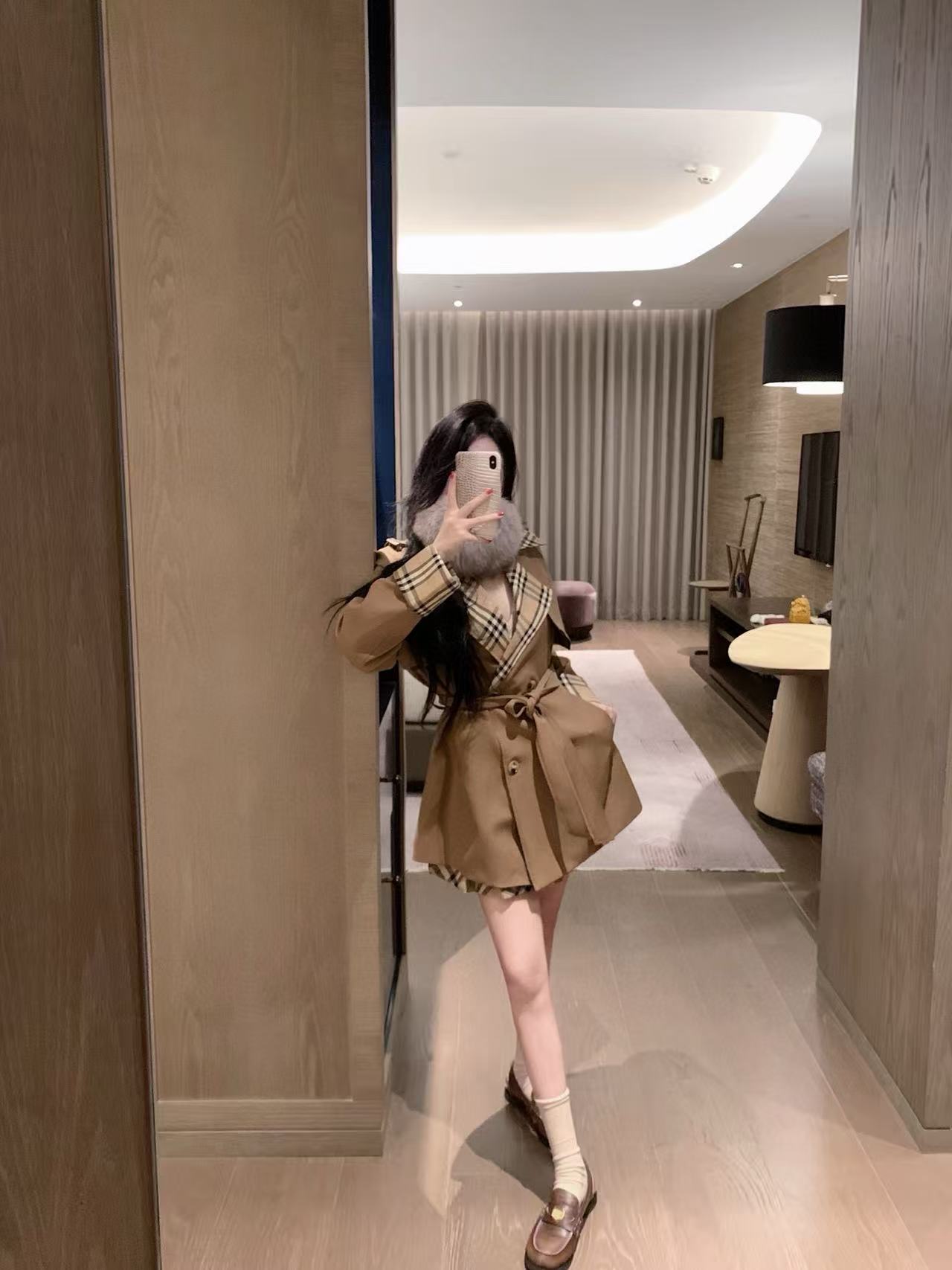 BUR8ERRY パッチワークチェックトレンチコート【50％割引+送料無料】