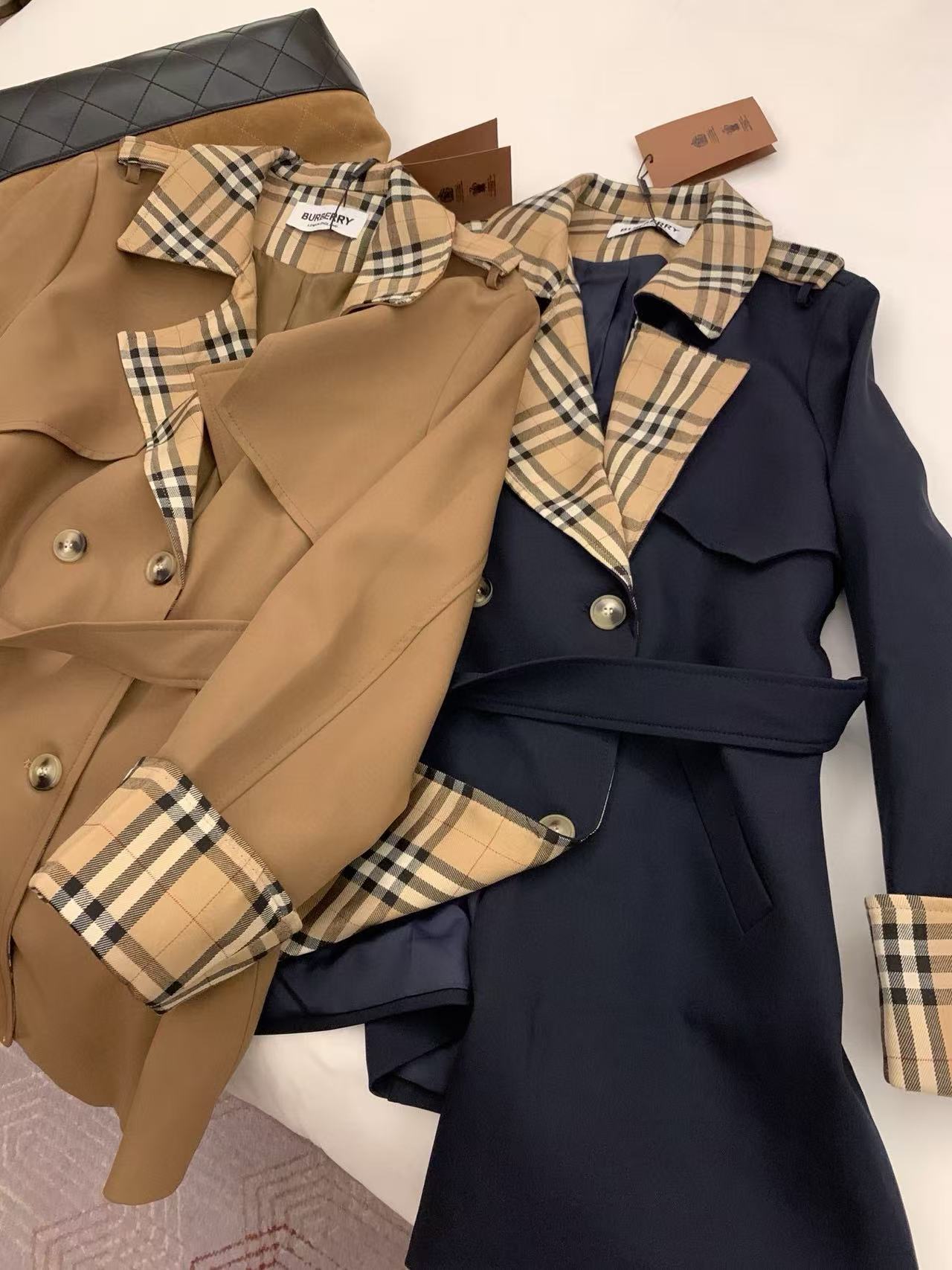 BUR8ERRY パッチワークチェックトレンチコート【50％割引+送料無料】