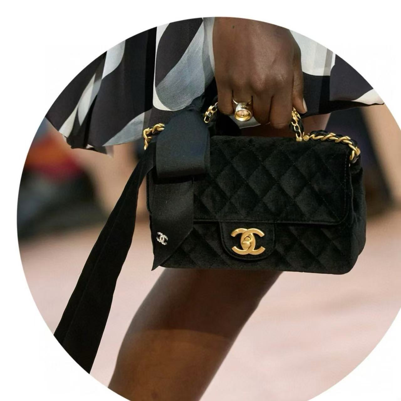 CHANE1 ベルベットボウチェーンバッグ【50％割引+送料無料】