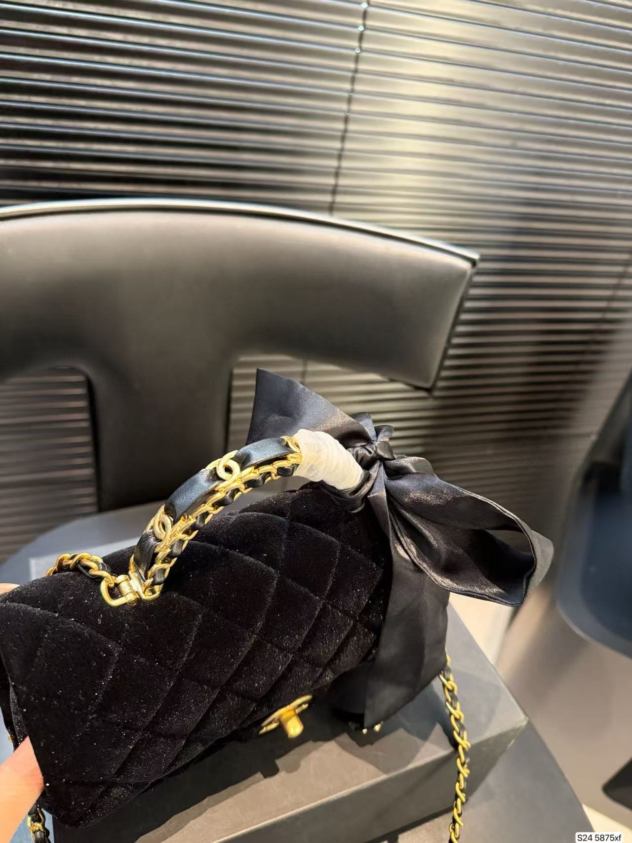 CHANE1 ベルベットボウチェーンバッグ【50％割引+送料無料】