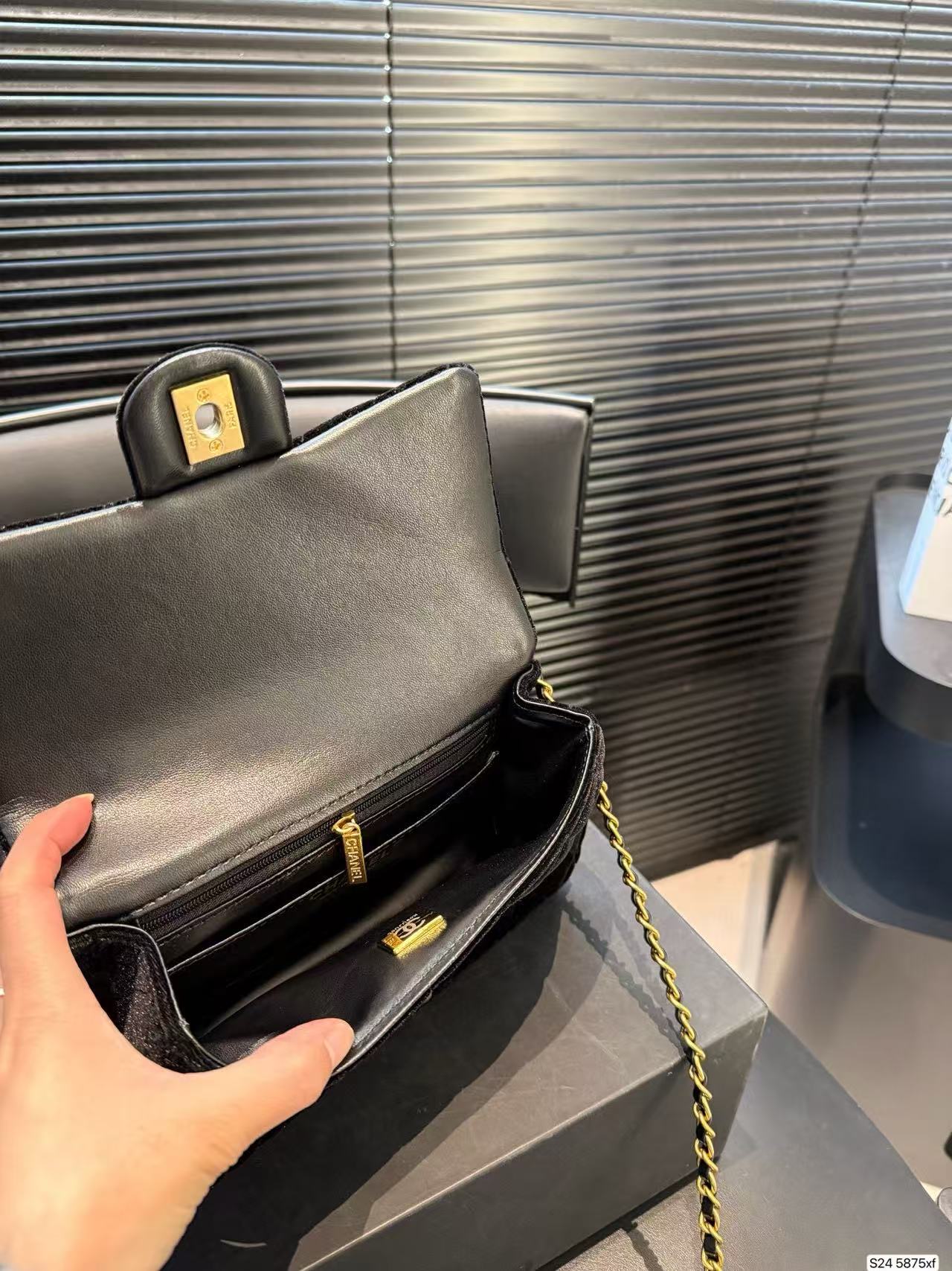 CHANE1 ベルベットボウチェーンバッグ【50％割引+送料無料】