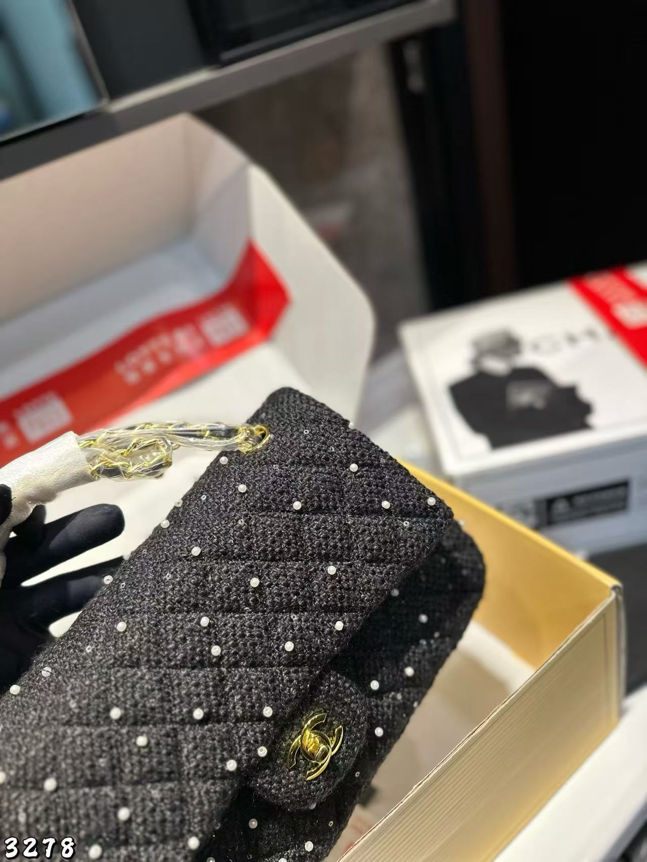 CHANE1 パールウール ショルダークロスボディバッグ【50％割引+送料無料】