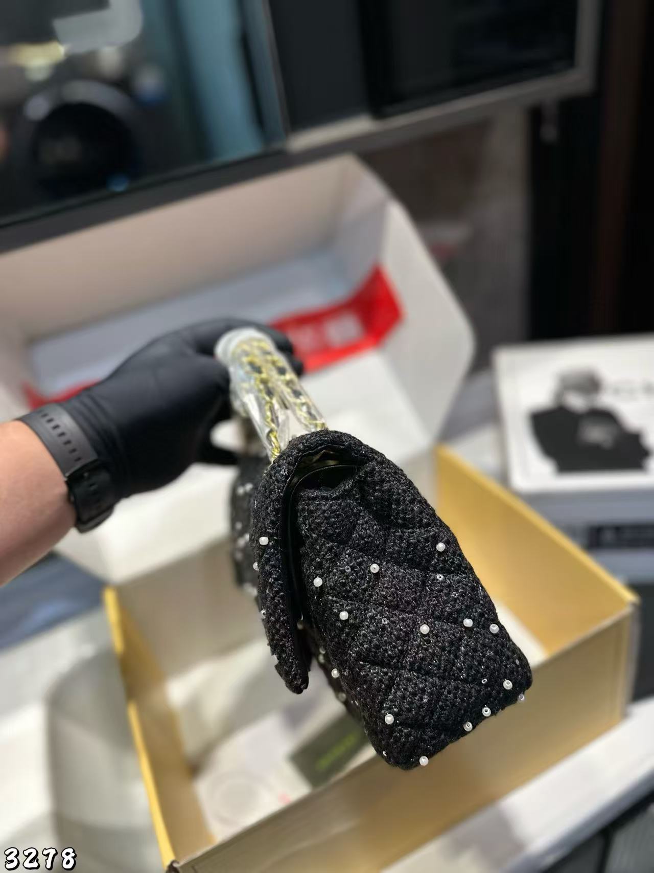 CHANE1 パールウール ショルダークロスボディバッグ【50％割引+送料無料】