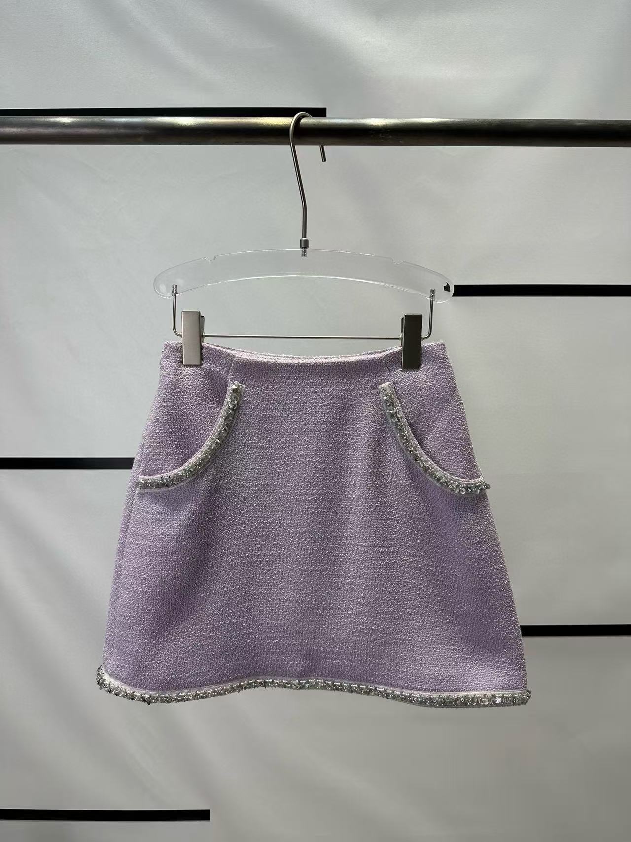 CHANE1 高品質ビーズエッジジャケット+スカート ツーピースセット【50％割引+送料無料】