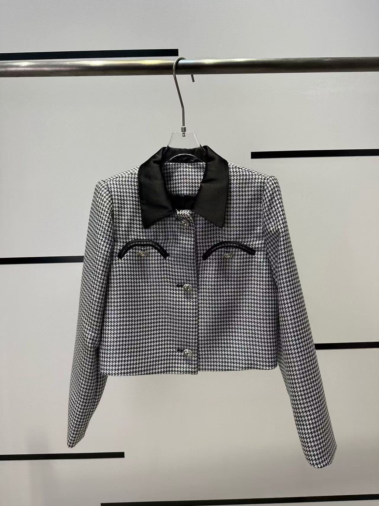 CHANE1 上質な千鳥格子コート+スカートのツーピースセット【50％割引+送料無料】