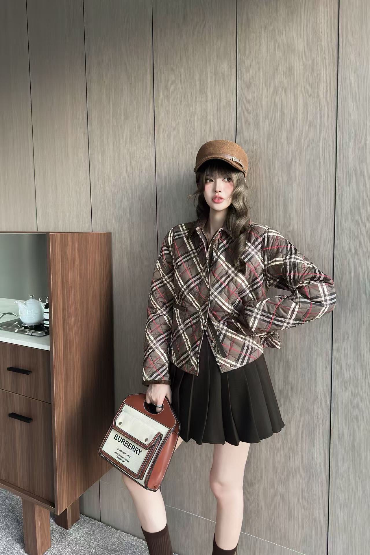 BUR8ERRY チェック柄ウォームジャケット【50％割引+送料無料】