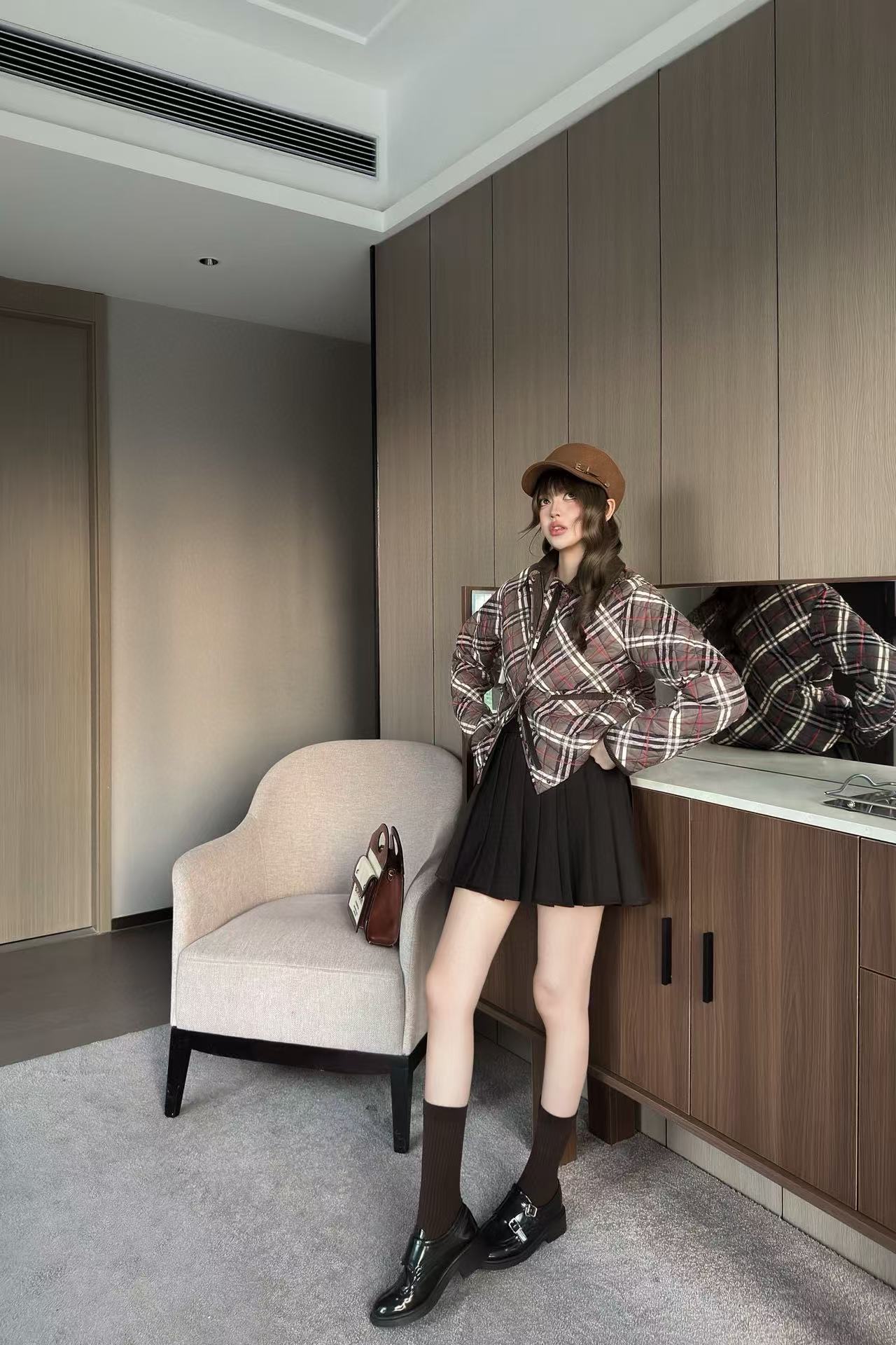 BUR8ERRY チェック柄ウォームジャケット【50％割引+送料無料】