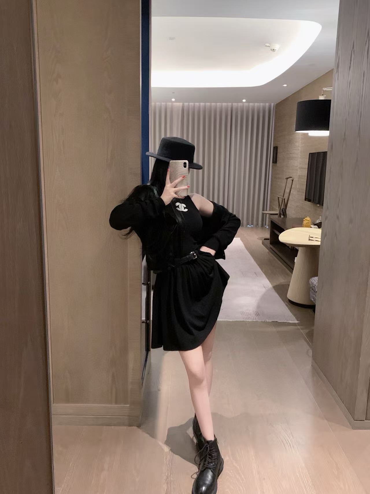 CHANE1 ダブルCウールカーディガン+ワンピース ツーピースセット【50％割引+送料無料】