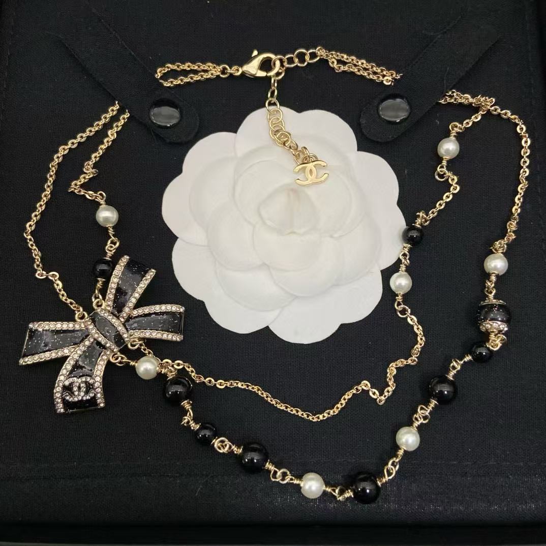 CHANE1 ボウエナメルダブルネックレス【50％割引+送料無料】