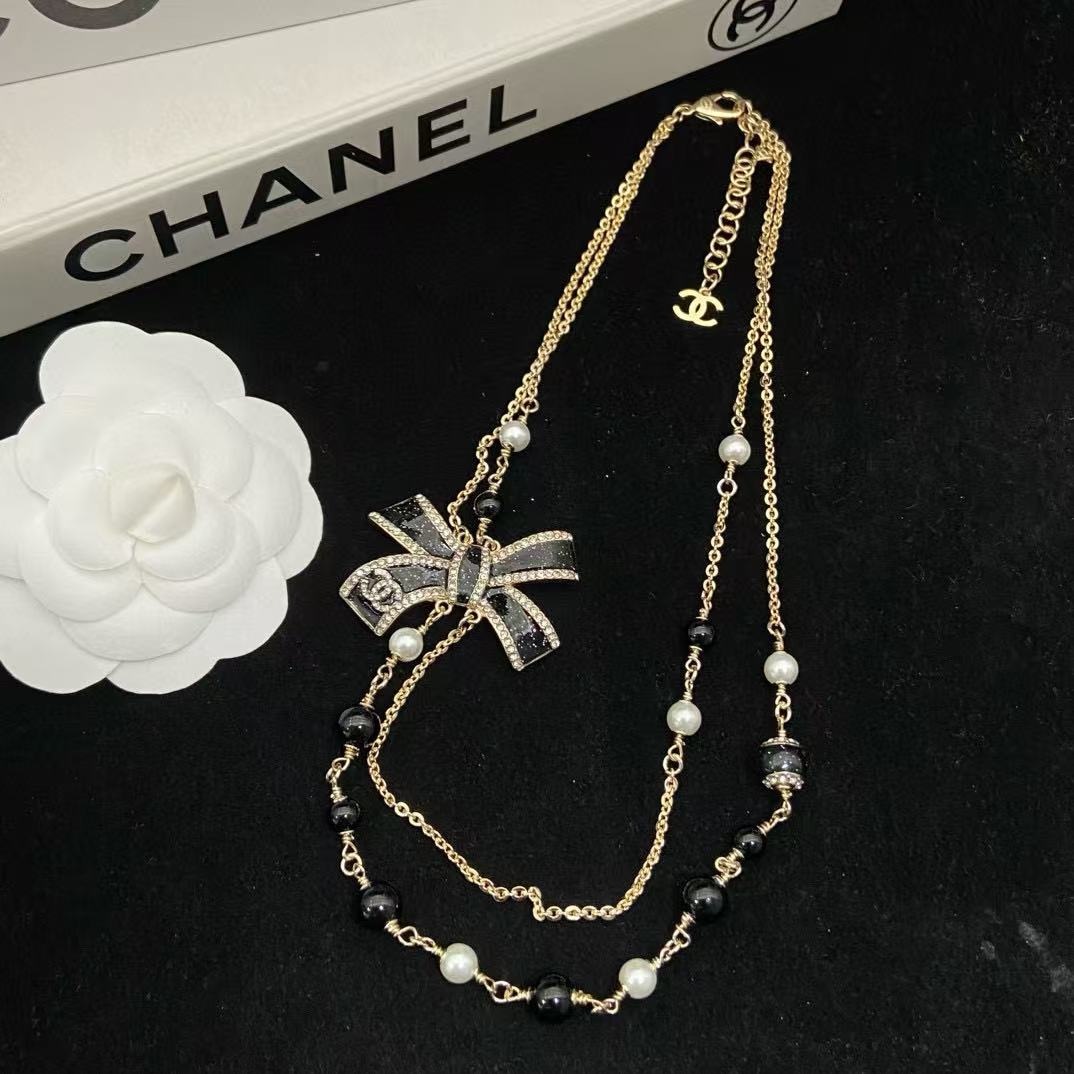 CHANE1 ボウエナメルダブルネックレス【50％割引+送料無料】