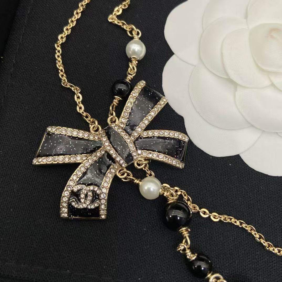 CHANE1 ボウエナメルダブルネックレス【50％割引+送料無料】