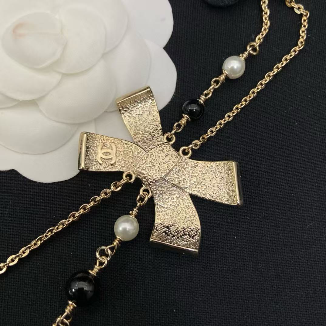 CHANE1 ボウエナメルダブルネックレス【50％割引+送料無料】