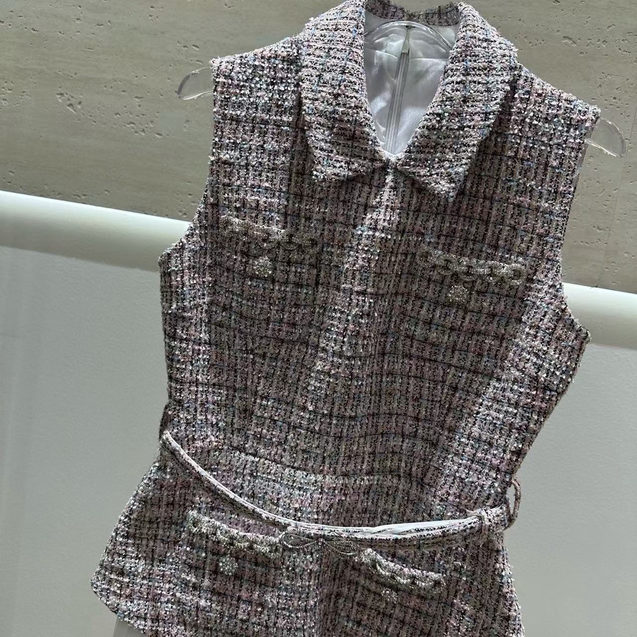 CHANE1 高品質スプライシングノースリーブドレス【50％割引+送料無料】