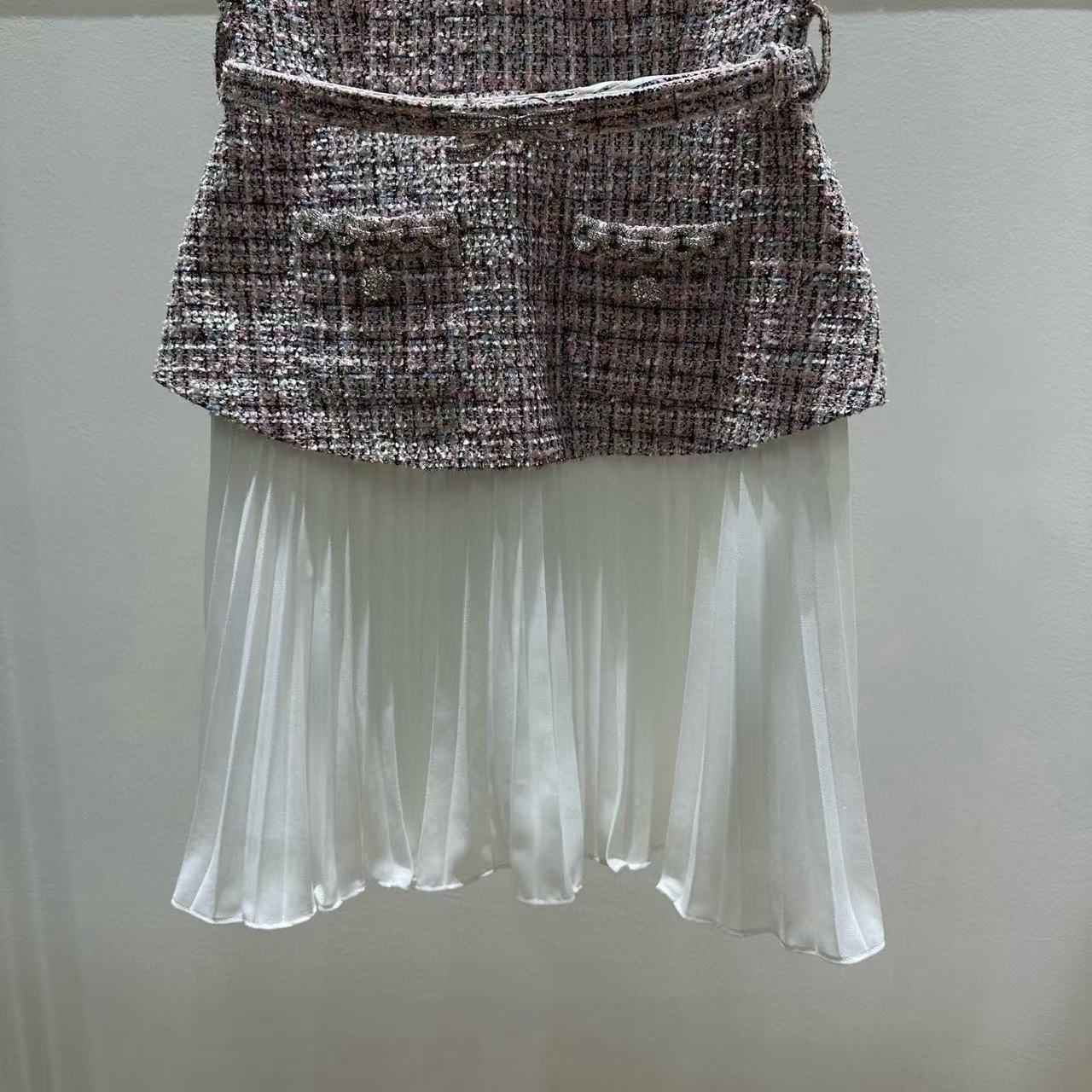 CHANE1 高品質スプライシングノースリーブドレス【50％割引+送料無料】