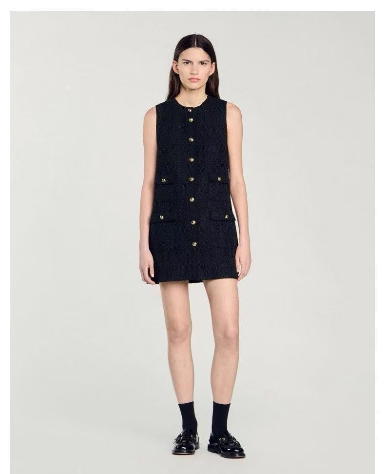 CHANE1 高品質ツイードベストドレス【50％割引+送料無料】